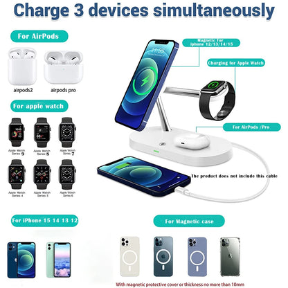 3 in 1 Wireless Charger For iPhone 15 14 13 12 Pro Max for Apple Watch 9 8 7 6 5  Airpods Pro 2 3 Fast Charging Station